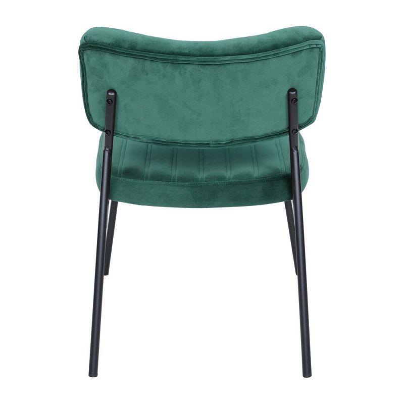 Emerald Green Velvet Accent Chairs with Metal Frame, Set of 2