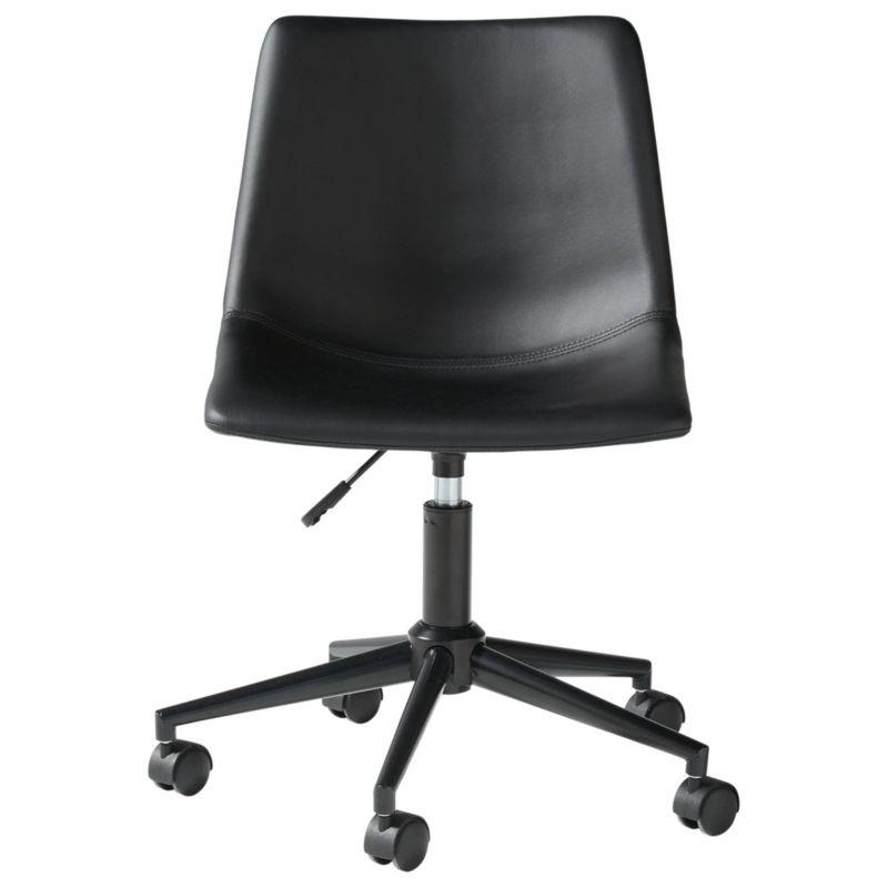 Transitional Black Faux Leather Armless Desk Chair