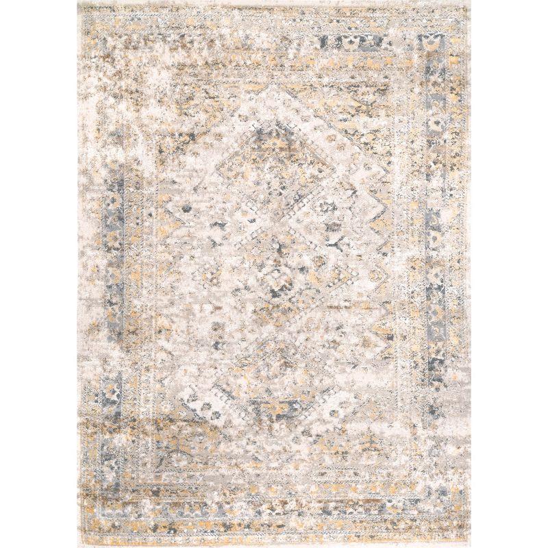 Nuloom Madisson Medallion 5x8 Indoor Area Rug for Living Room Bedroom Dining Room Kitchen, Gold/Ivory
