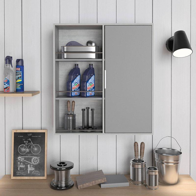 Kamas 41" Gray Wood Wall-Mounted Cabinet with Cubes