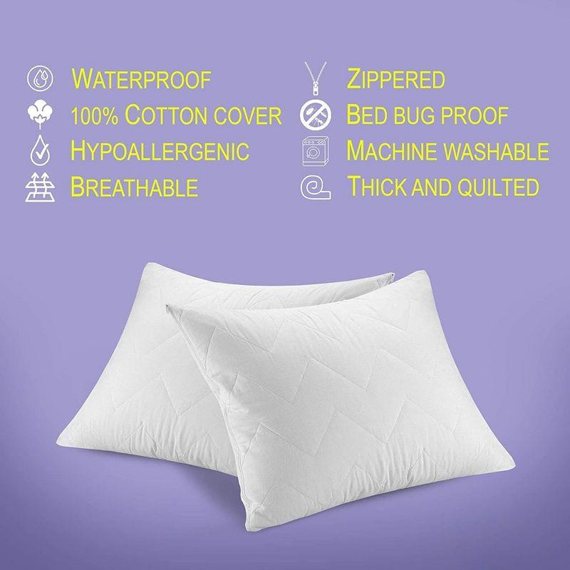 Waterguard Quilted Waterprof Cotton Top Pillow Protector Set of 8 White