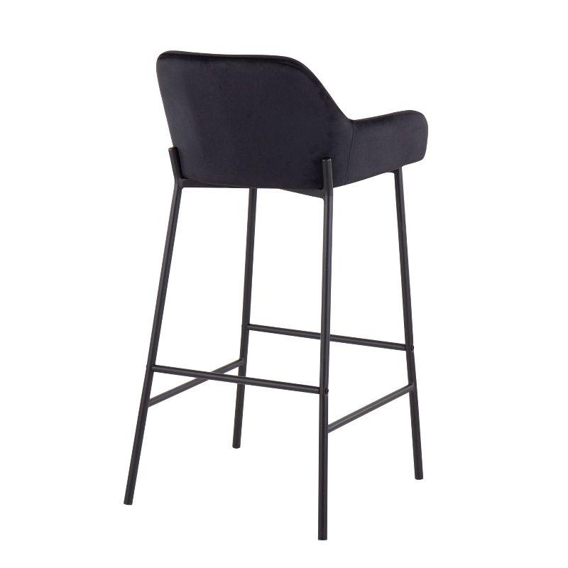 Set of 2 Daniella Metal/Velvet Barstools Black - LumiSource: Upholstered, 30" Fixed Height, Foam Padded