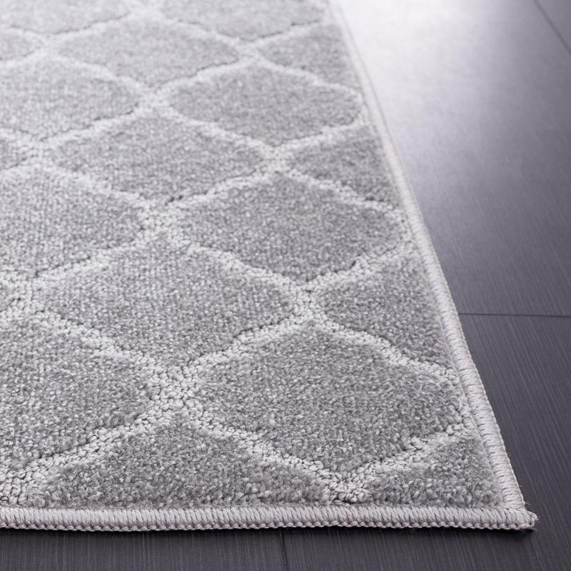 Gray Hand-Knotted Synthetic Rectangular Area Rug