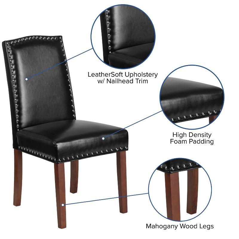 Black LeatherSoft Parsons Side Chair with Nailhead Trim