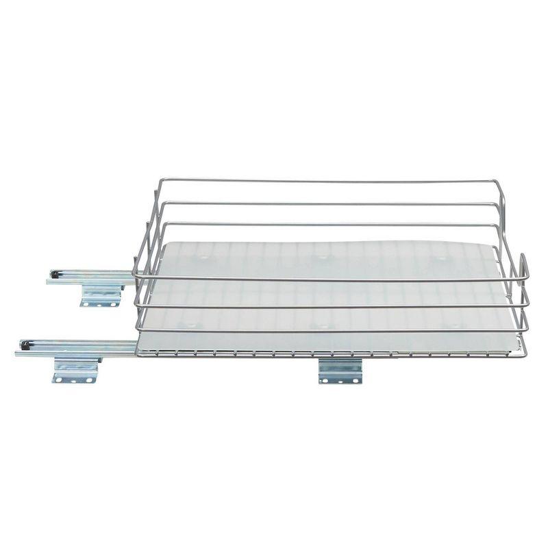 Silver Steel 1-Tier Pull-Out Pantry Organizer with PEVA Liner