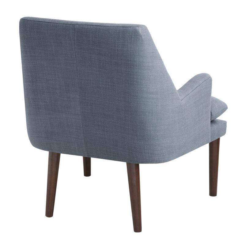 Mid-Century Blue Upholstered Wood Accent Chair