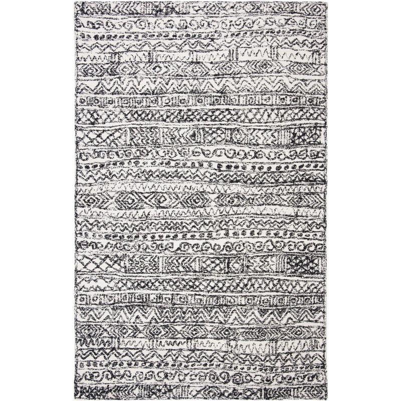 Micro-Loop MLP228 Hand Tufted Indoor Area Rug - Ivory/Black - 5'x8' - Safavieh