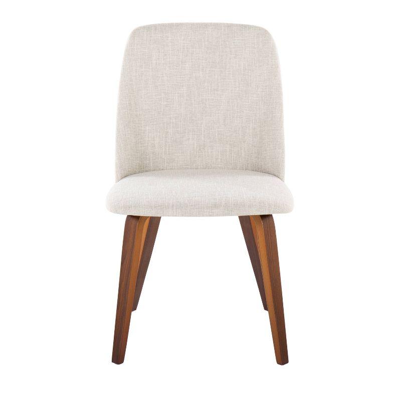 Set of 2 Toriano Dining Chairs Walnut/Beige: LumiSource, Upholstered, Mid-Century Modern, Wood Legs