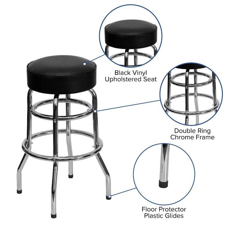 Flash Furniture Double Ring Chrome Barstool