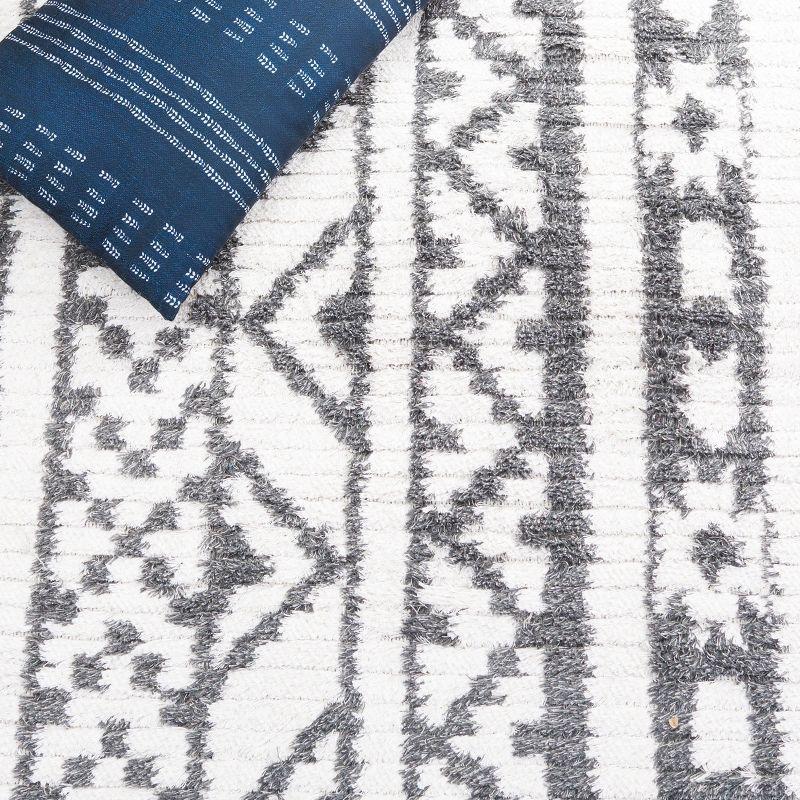 Augustine Nomadic Boho-Mod Black & Ivory Square Area Rug