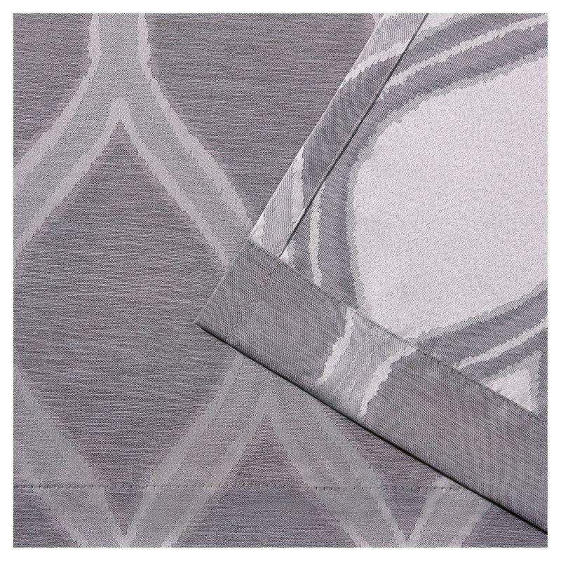 Set of 2 96"x54" Montrose Ogee Geometric Textured Linen Jacquard Grommet Top Window Curtain Panel Gray