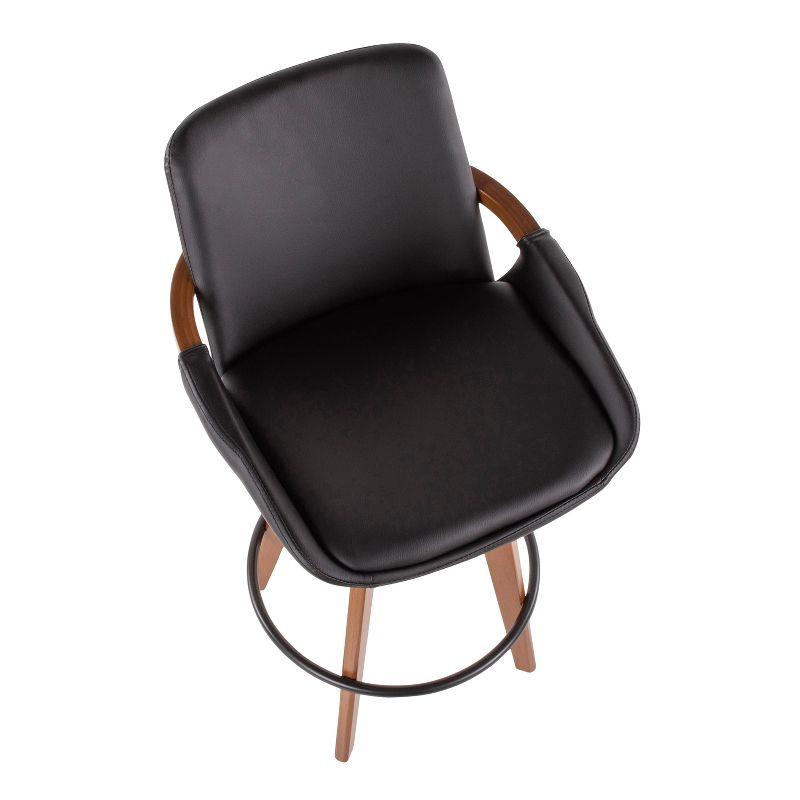 26" Cosmo Mid-Century Modern Counter Height Barstool Black - LumiSource: Upholstered, Wood Legs, 250lb Capacity