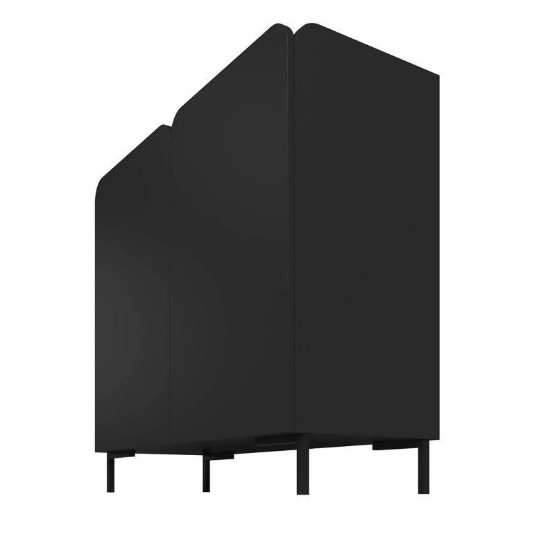 Manhattan Comfort Bogardus Mid - Century Modern 4 Shelf Accent Cabinet Black: Painted Particle Board, Fixed Shelves, Anti-Tip Hardware