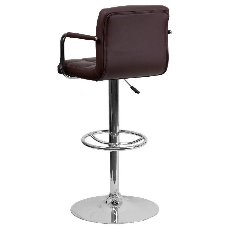 Flash Furniture Contemporary Quilted Vinyl Adjustable Height Barstool with Arms and Chrome Base