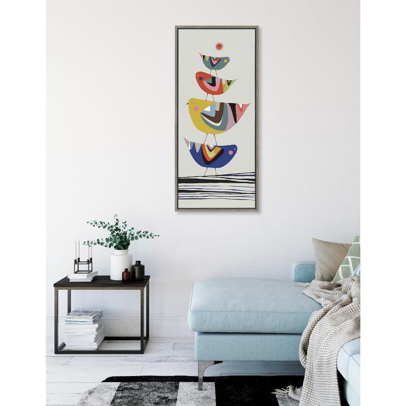 Colorful Bird Stack Mid-Century Modern Canvas Print