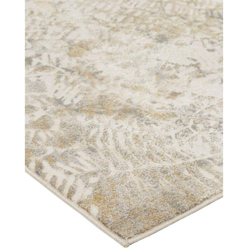 Ivory and Silver Abstract Viscose Area Rug 7.9x10