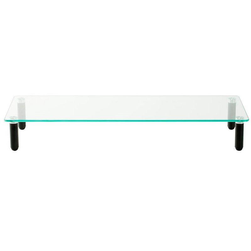 Universal Glass Monitor Riser Shelf with Black Feet