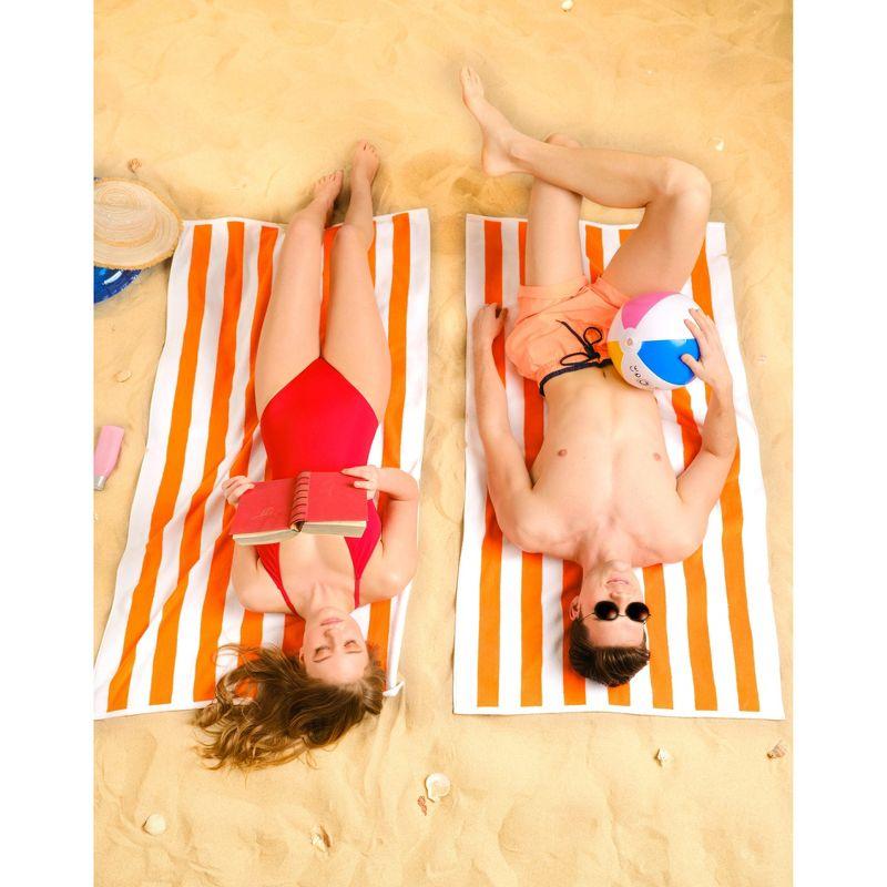 American Soft Linen Beach Towel, 100% Cotton Cabana Striped Beach Towel, 30 in by 60 in Soft Absorbent Beach Pool Towel
, Orange
