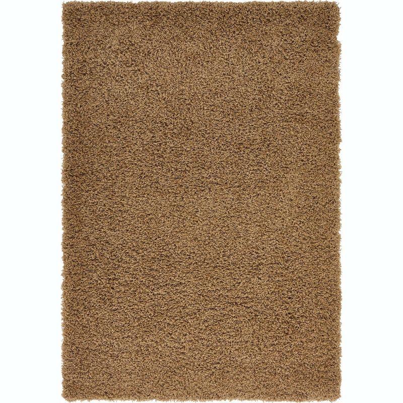 Easy Care Reversible Solid Shag Brown Synthetic Rug 4' x 6'