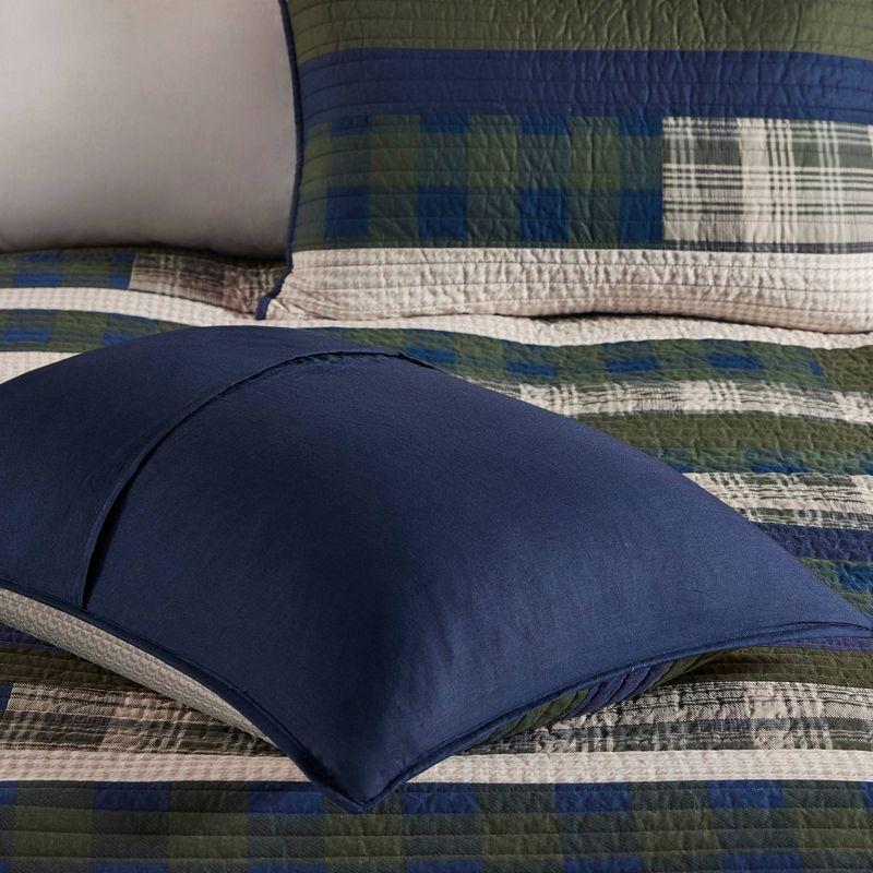 Blue Reversible Full Cotton Quilt Set