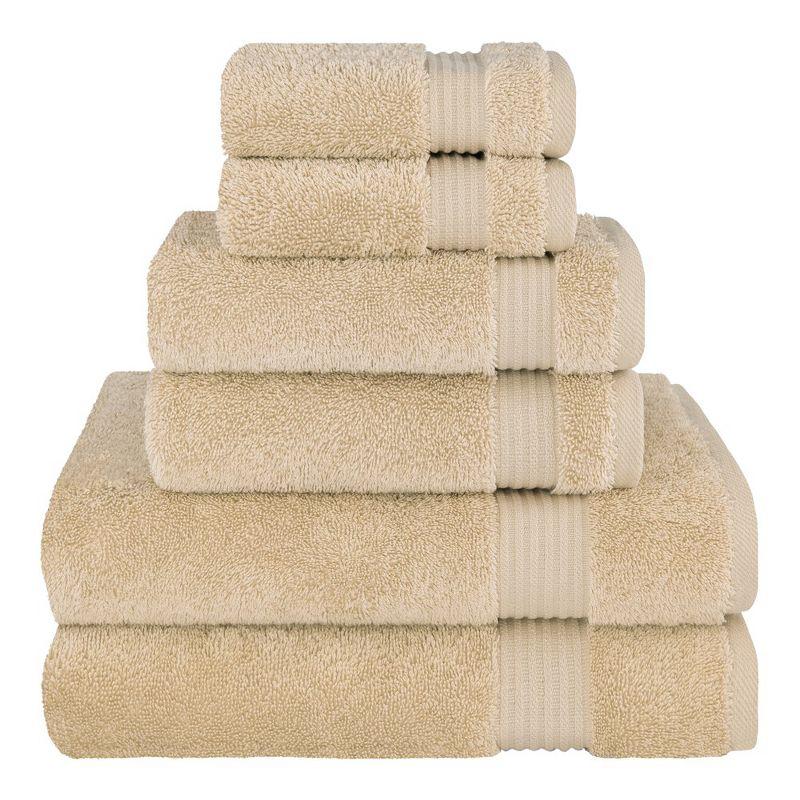 Beige Turkish Cotton 6-Piece Luxury Bath Towel Set