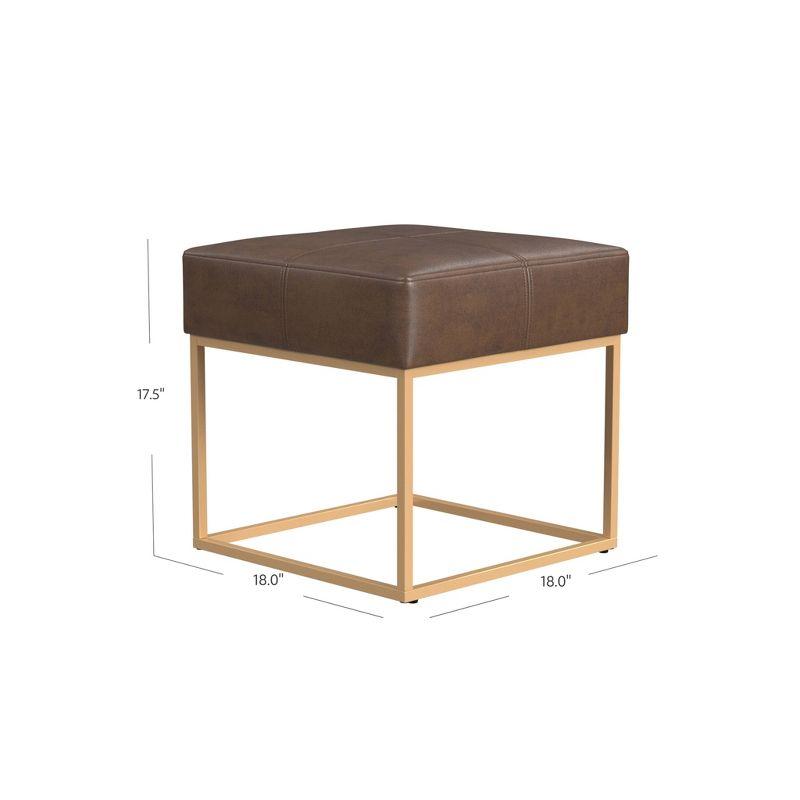 Homepop Small Square Metal Ottoman - Faux Leather