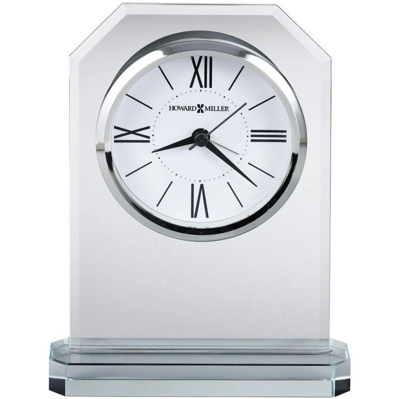 Quincy Modern & Contemporary Roman Numeral Crystal Quartz Movement / Crystal Tabletop Clock with Alarm in Silver/Black