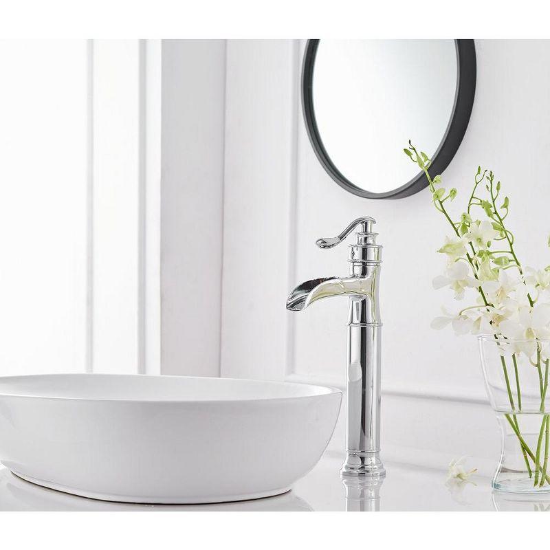 BWE Waterfall Single Handle Bath Vessel Sink Faucet Farmhouse Vanity Bowl Tall Lavatory With Drain