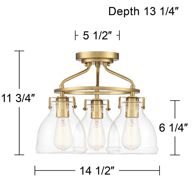 Bellis 17" Industrial Gold & Glass Semi-Flush Ceiling Light