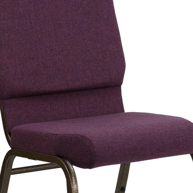 Flash Furniture HERCULES Series 18.5''W Stacking Church Chair in Plum Fabric - Gold Vein Frame