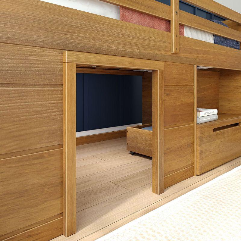 Max & Lily  Modern Farmhouse Low Loft Bed with Storage Drawer, Solid Wood Bed for Kids