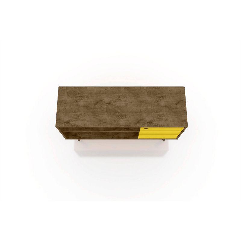 Liberty Mid Century Modern 2 Shelves and 1 Door TV Stand for TVs up to 46" Rustic Brown/Yellow - Manhattan Comfort