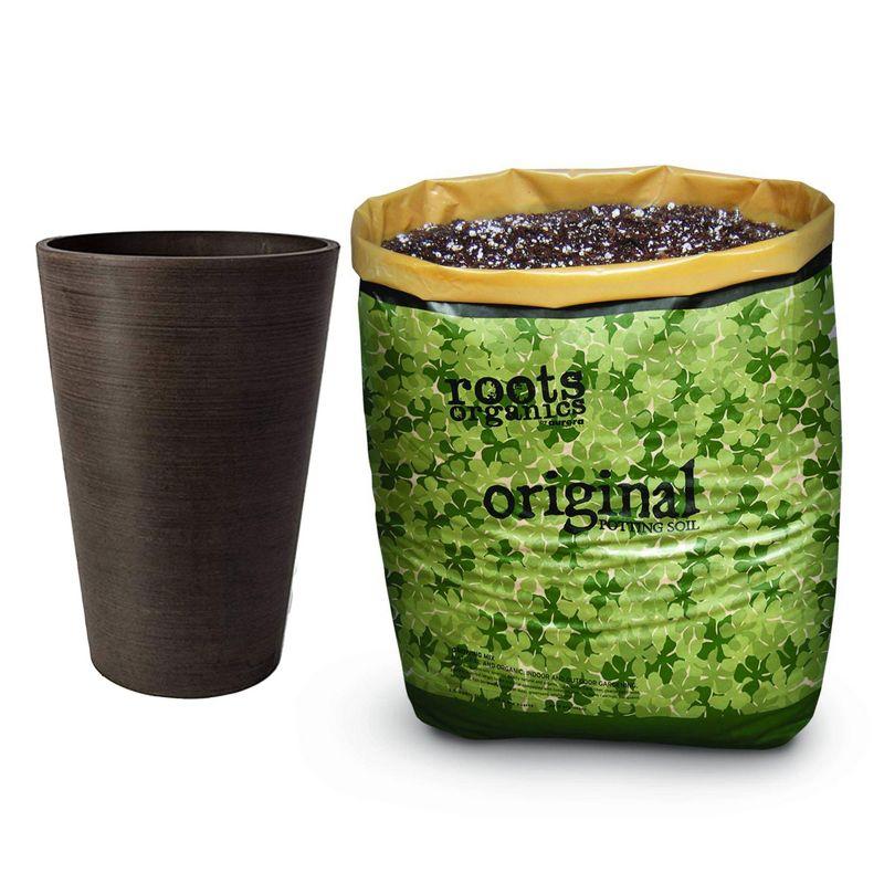 Valencia 12x18 Inch Chocolate Polyethylene Planter with Organic Soil