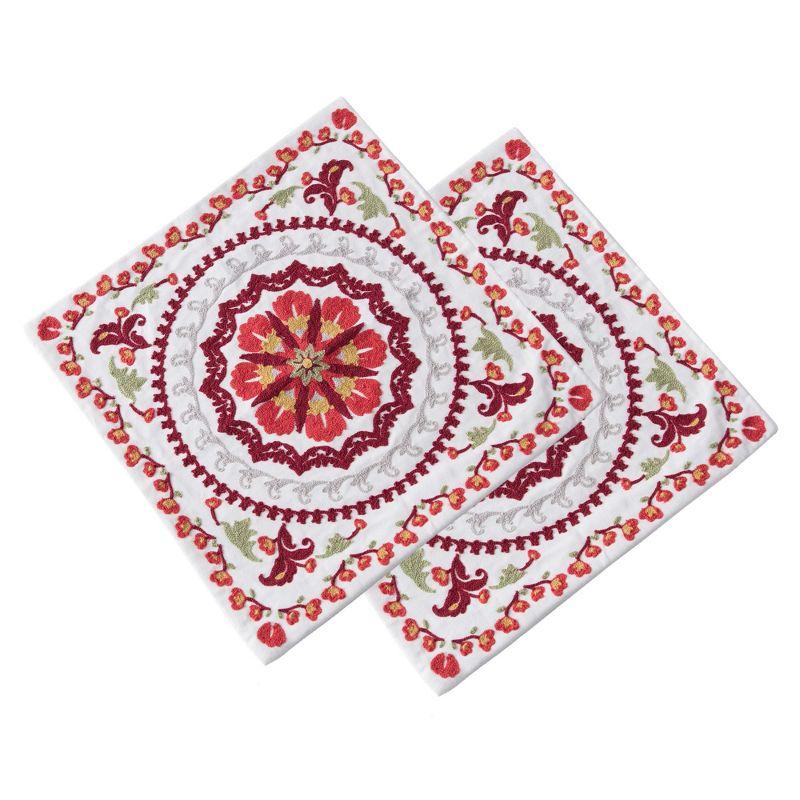 Chanasya Zinnia Embroidered Reversible Pillow Cover