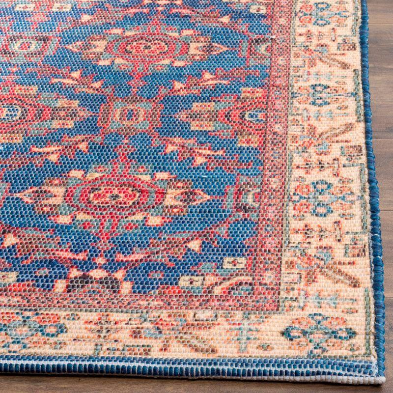 Breezy Blue Hand-Loomed Flatweave Cotton-Wool Blend Area Rug - 3x5 Feet