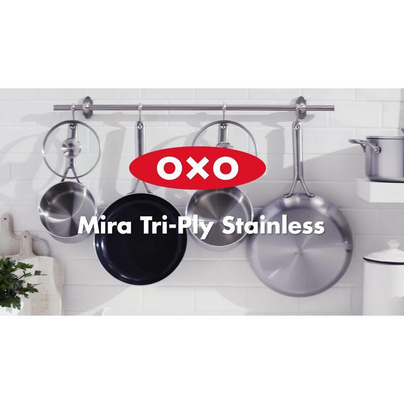 OXO 10pc Mira Tri-Ply Stainless Steel Cookware Set Silver: Dishwasher-Safe, Gas & Induction Compatible, UPC 885837031089
