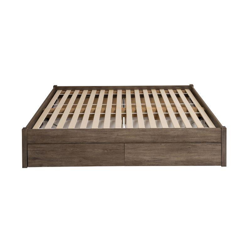 Prepac Queen Select 4 - Post Platform Bed with 4 Drawers Drifted Gray: Particle Board & MDF Frame, No Box Spring Needed