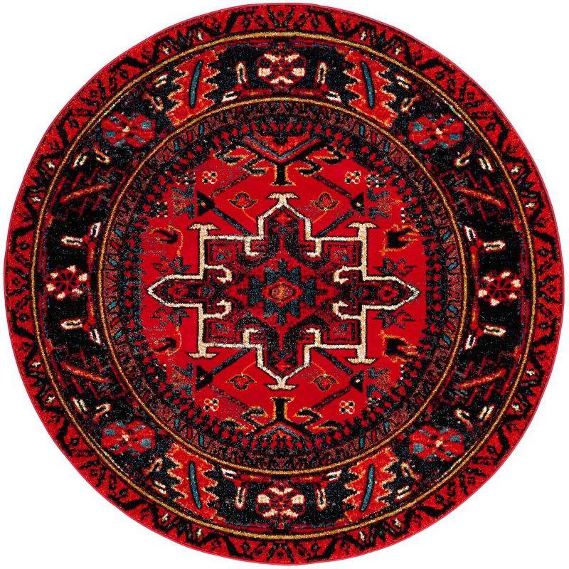 Vintage Hamadan VTH211 Power Loomed Indoor Area Rug - Red/Multi - 5'3" Round - Safavieh