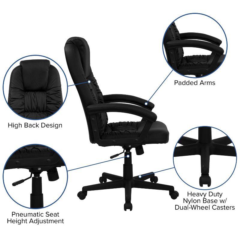 Flash Furniture Hansel High Back Black LeatherSoft Executive Swivel Office Chair with Arms