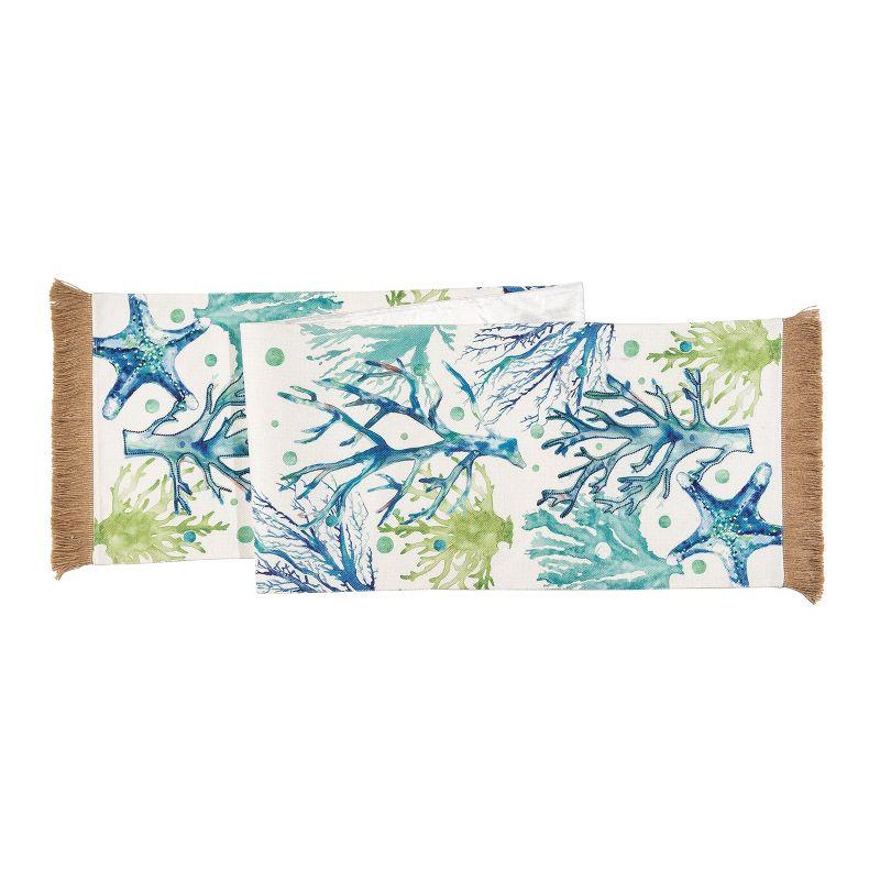 Sea Life Embroidered Cotton and Polyester Table Runner