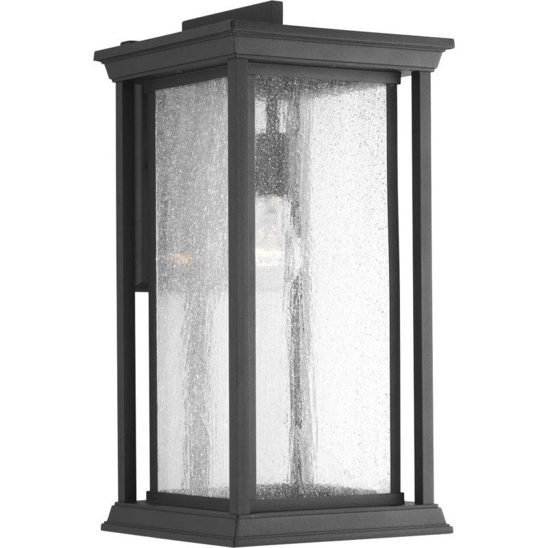 Progress Lighting Endicott 1-Light X-Large Wall Lantern, Porcelain, Textured Black, Linen Glass Shade