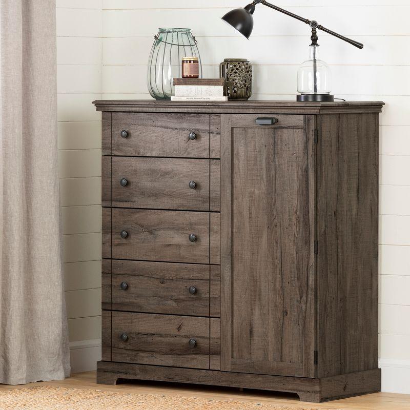 Fall Oak Cottage Combo 5-Drawer Door Chest