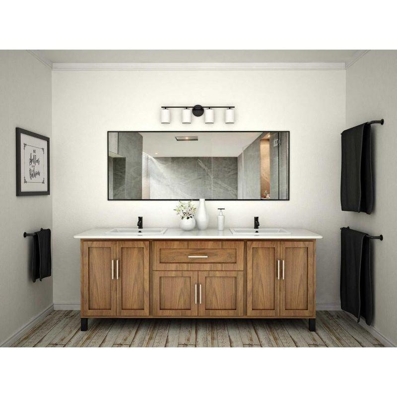 Progress Lighting Replay 4-Light Bath Vanity, Textured Black, Porcelain Shade