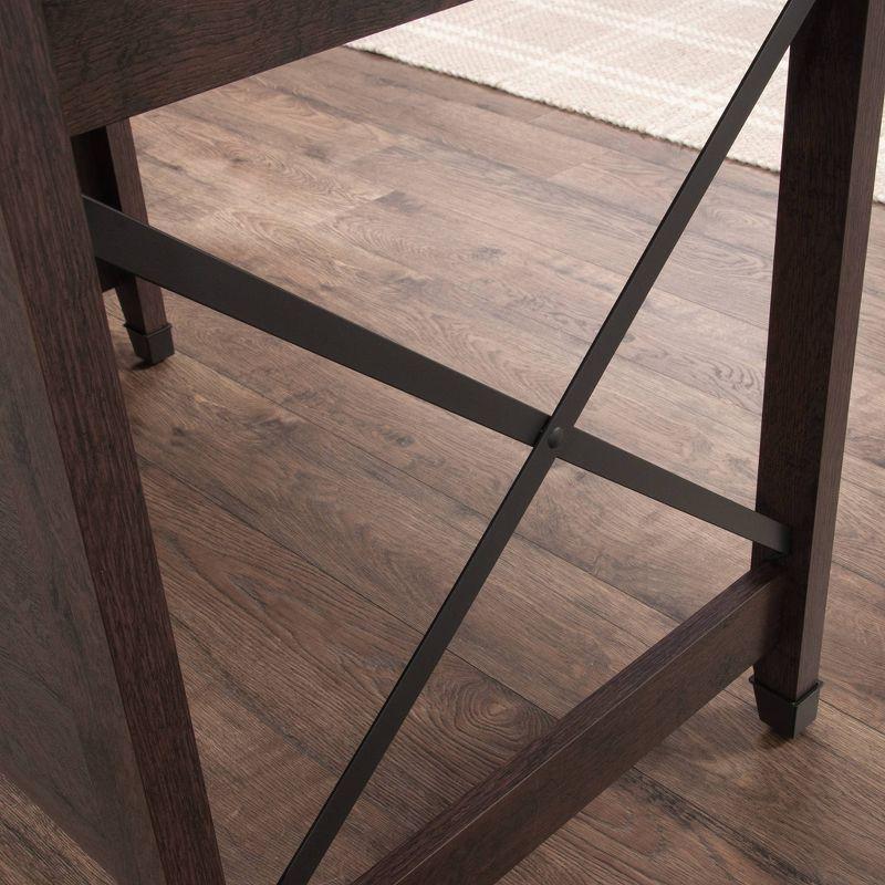 Rustic Coffee Oak Desk with Drawers and Filing Cabinet