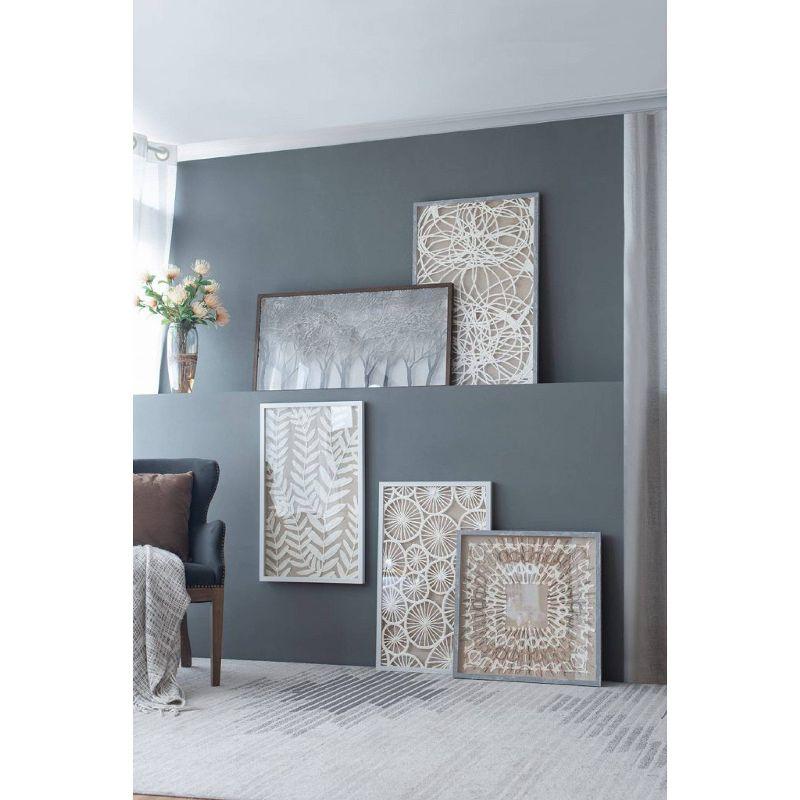 Set of 2 Estella Paper Shadow Box Wall Decors White - A&B Home: Transitional Style, Botanical Art, MDF Frame