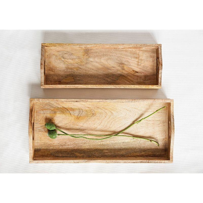 Set of 2 Mango Wood Trays Brown - Storied Home