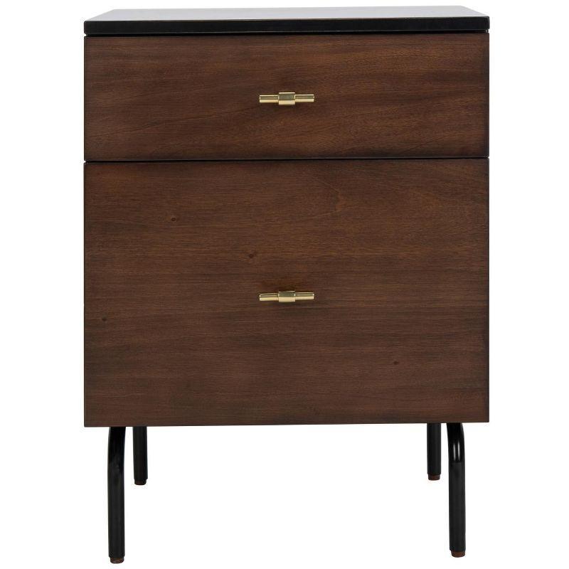 Genevieve 2 Drawer Nightstand - NST5002 - Walnut/Black - Safavieh