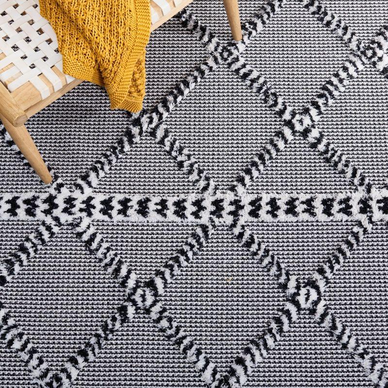 Augustine Black and Ivory Flat Woven Geometric Runner Rug