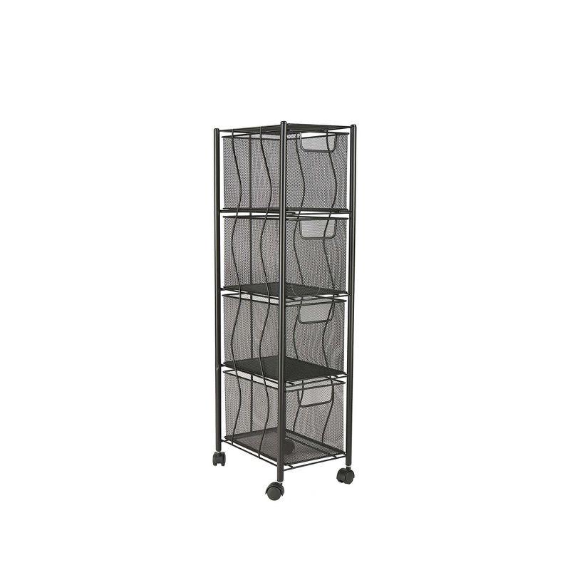 Mind Reader Mind Reader Rolling Cabinet with Drawers, Desk Organizer, Storage, 8"L x 11"W x 31.5"H, Black
