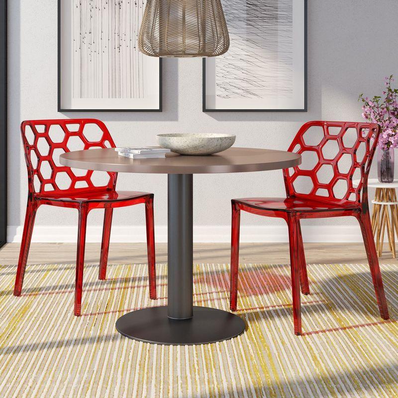 High Transparent Red Metal Side Chair